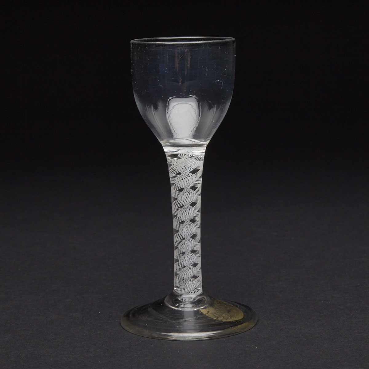 English Double Series Opaque Twist Stemmed Wine Glass, 18th century