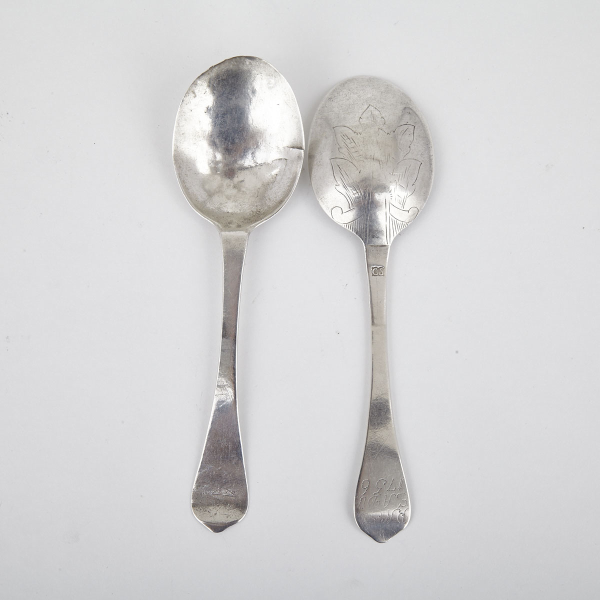 Pair of Continental Silver Dog-Nose Spoons, c.1700