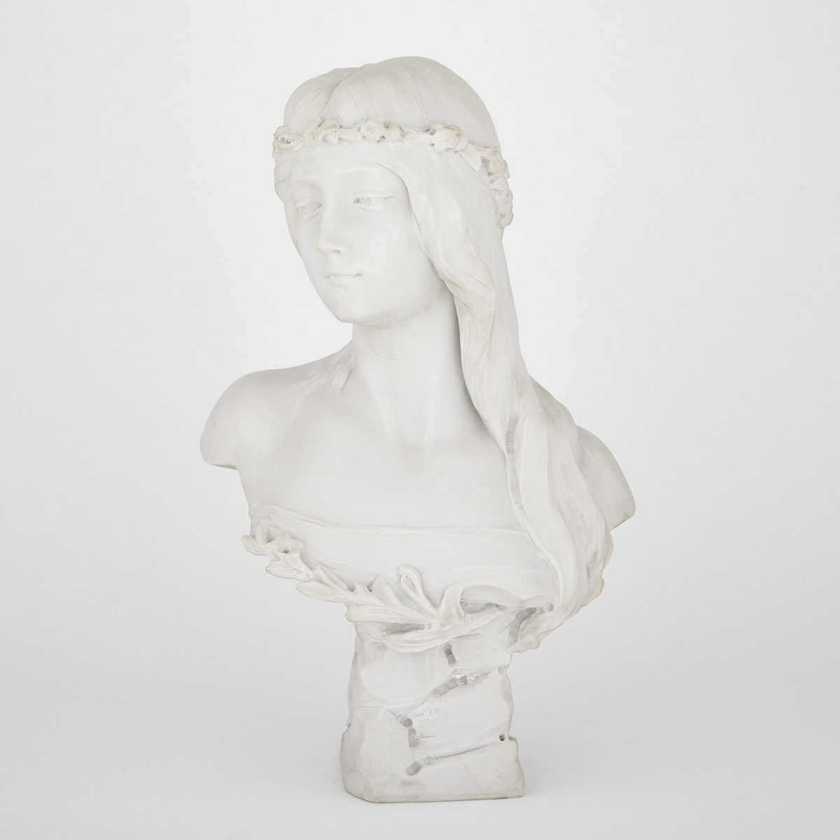 Art Nouveau Style Cast Resin Bust of a Young Beauty, late 20th century