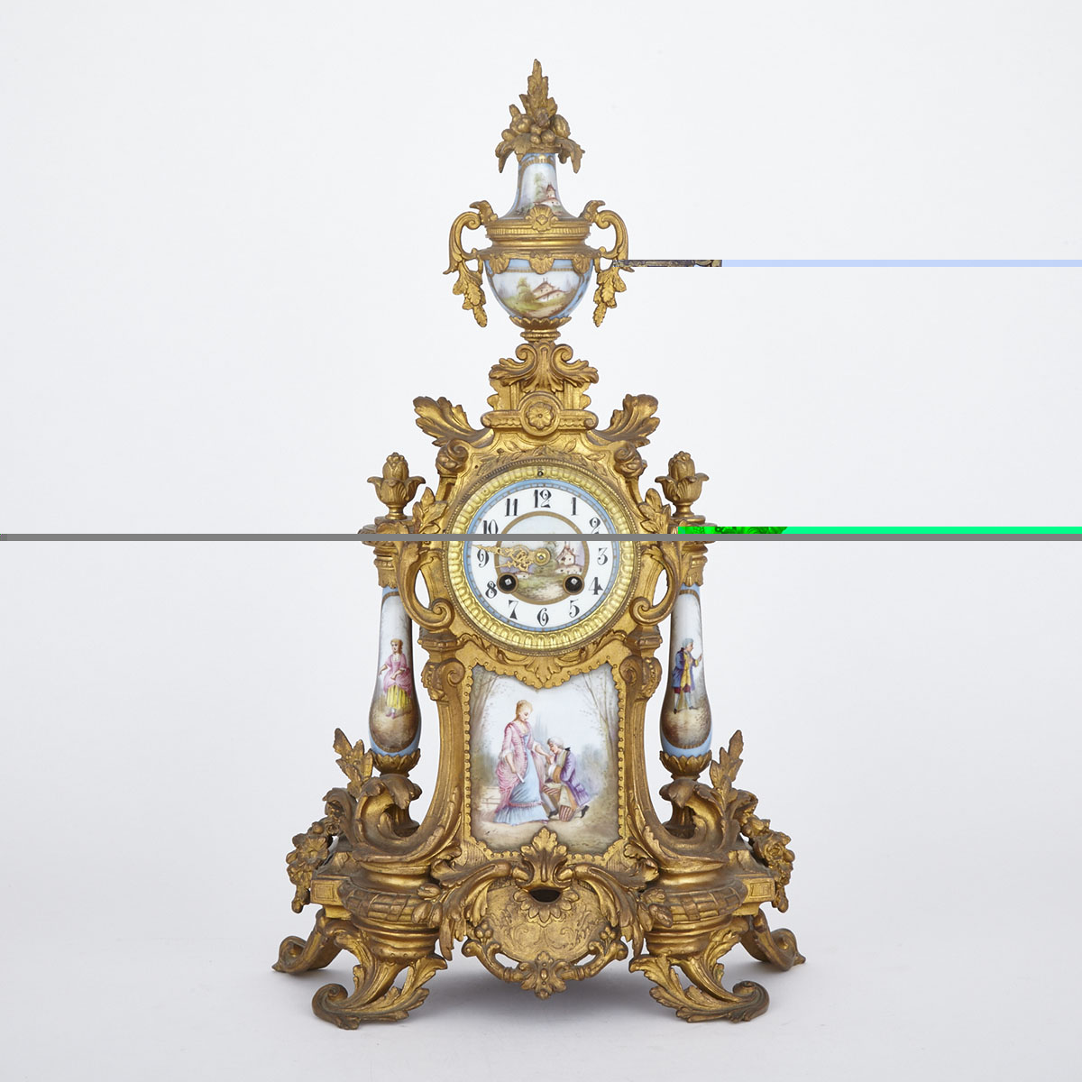 Napoleon III Sevres Style Porcelain Mounted Gilt Metal Mantel Clock, French, c.1870