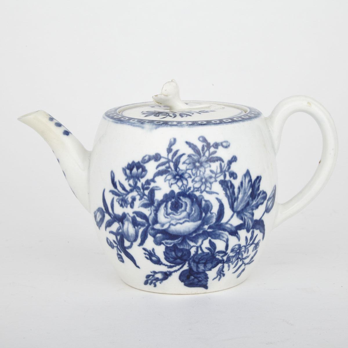 Worcester ‘Rose-Centered Spray Group’ Teapot, c.1775