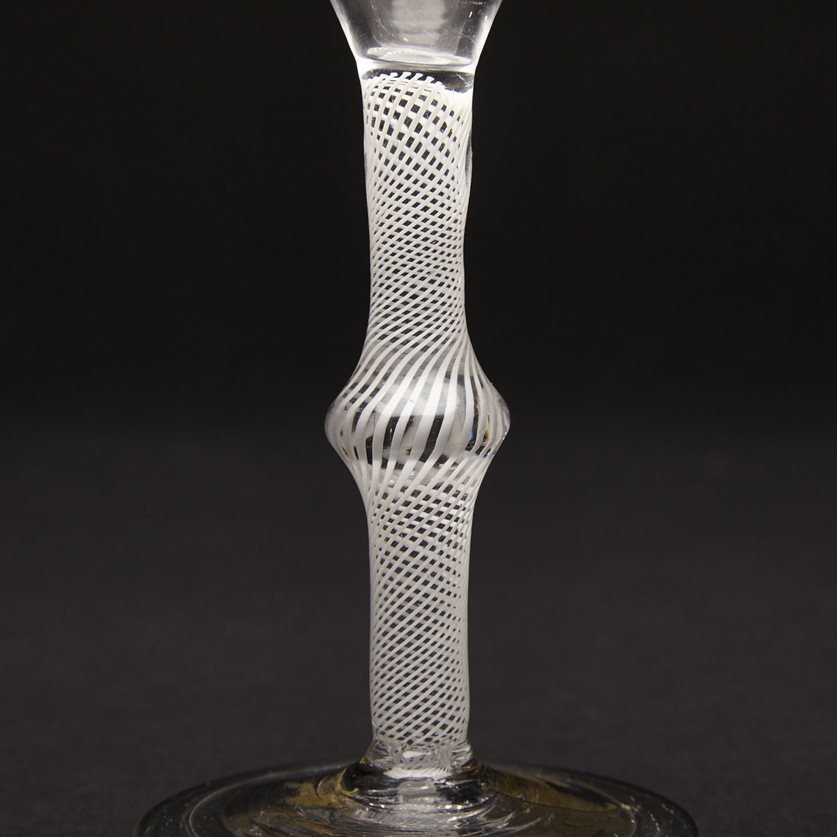 English Opaque Twist Knopped Stem Wine Glass, 18th century
