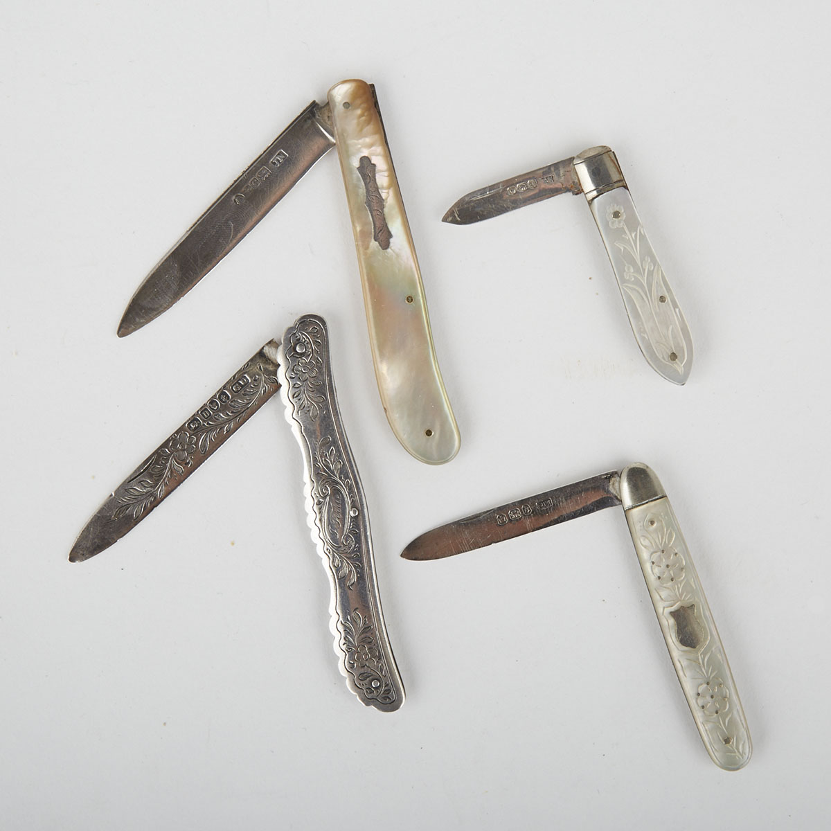 Four Victorian and Later Silver Pocket Knives, various makers, Birmingham and Sheffield, c.1838-1928