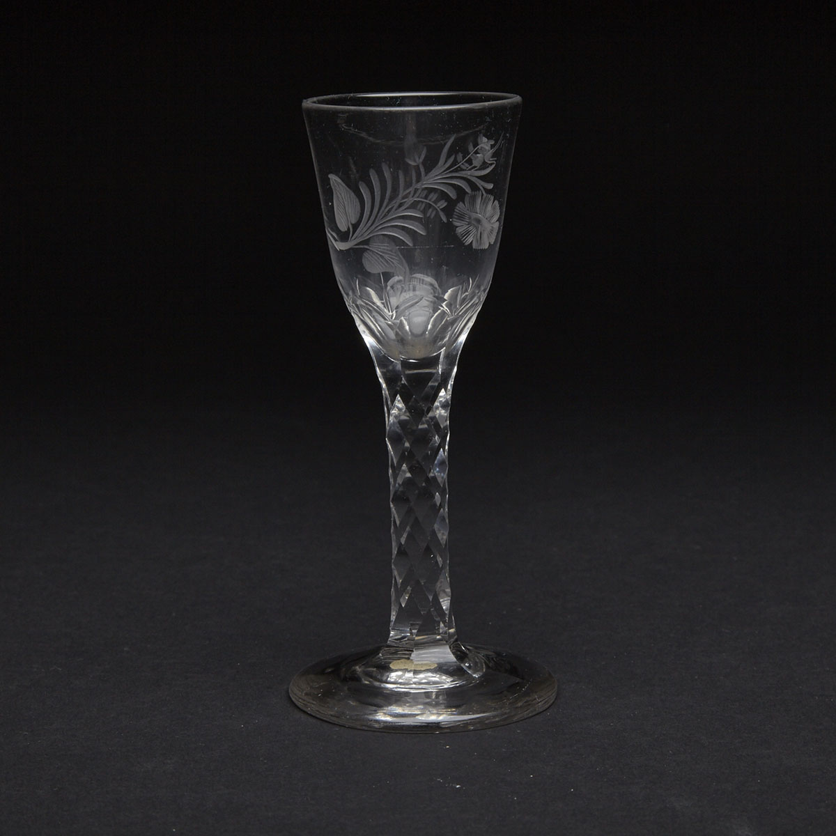 English Cut and Engraved Glass Wine, 18th century