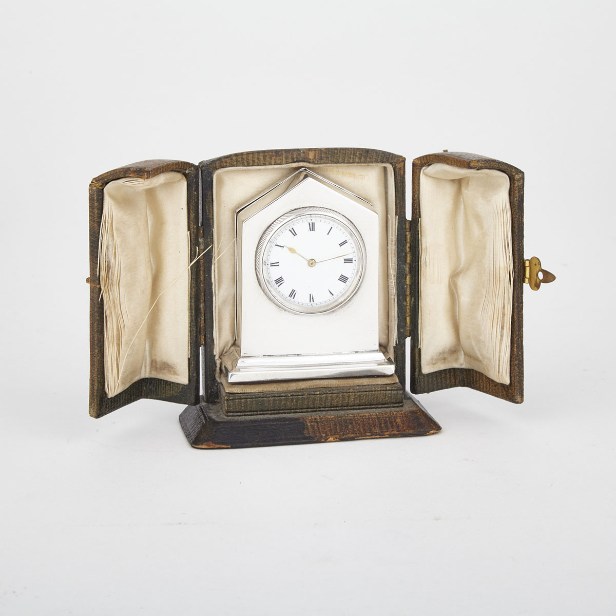 Edwardian Silver Cased Desk Clock, Henry Williamson Ltd., Birmingham, 1909
