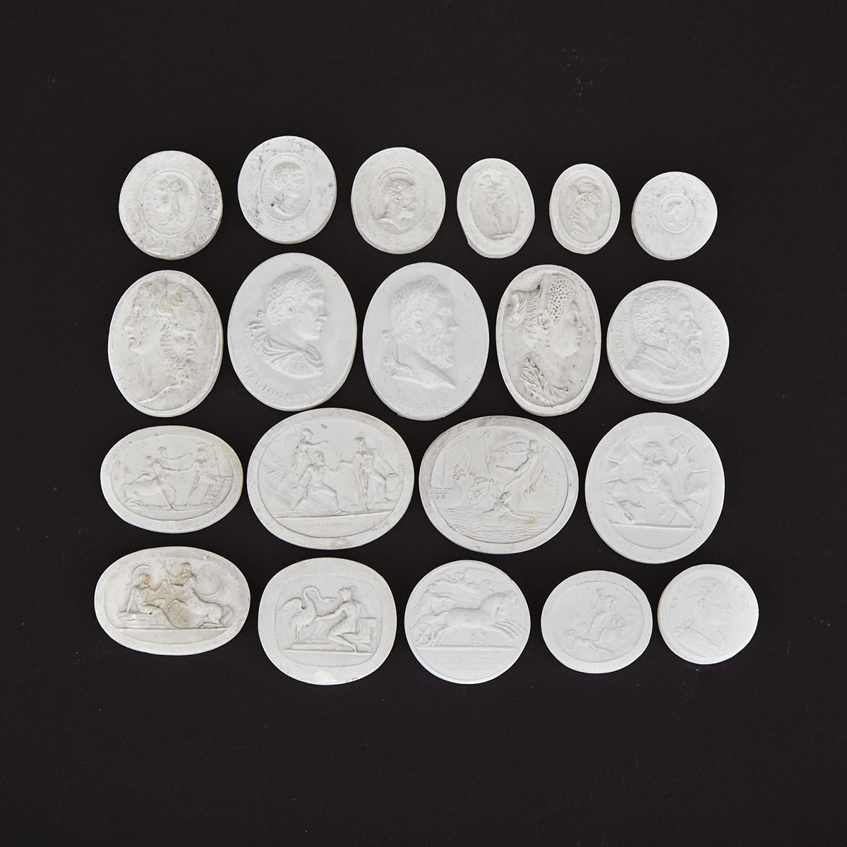 Group of 20 Italian Plaster Intaglios, 19th/early 20th century