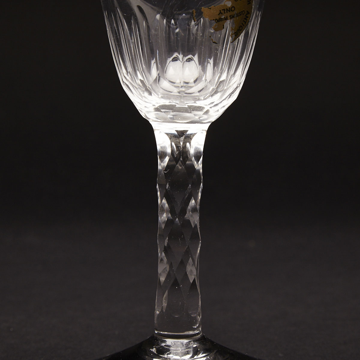 English Faceted Stem Wine Glass, 18th century