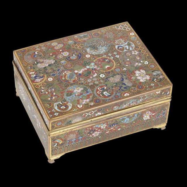 A Finely Wired Millefleur Japanese Cloisonné  Box, Meiji Period