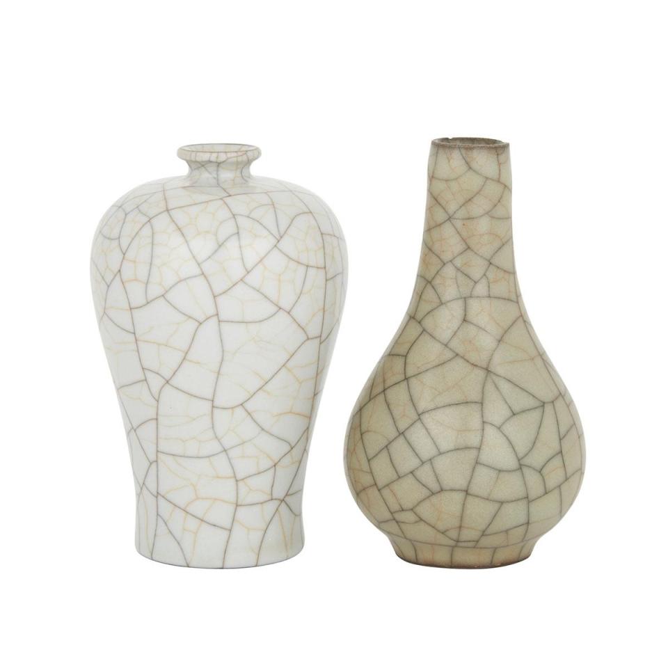 Two Miniature Geyao Vases