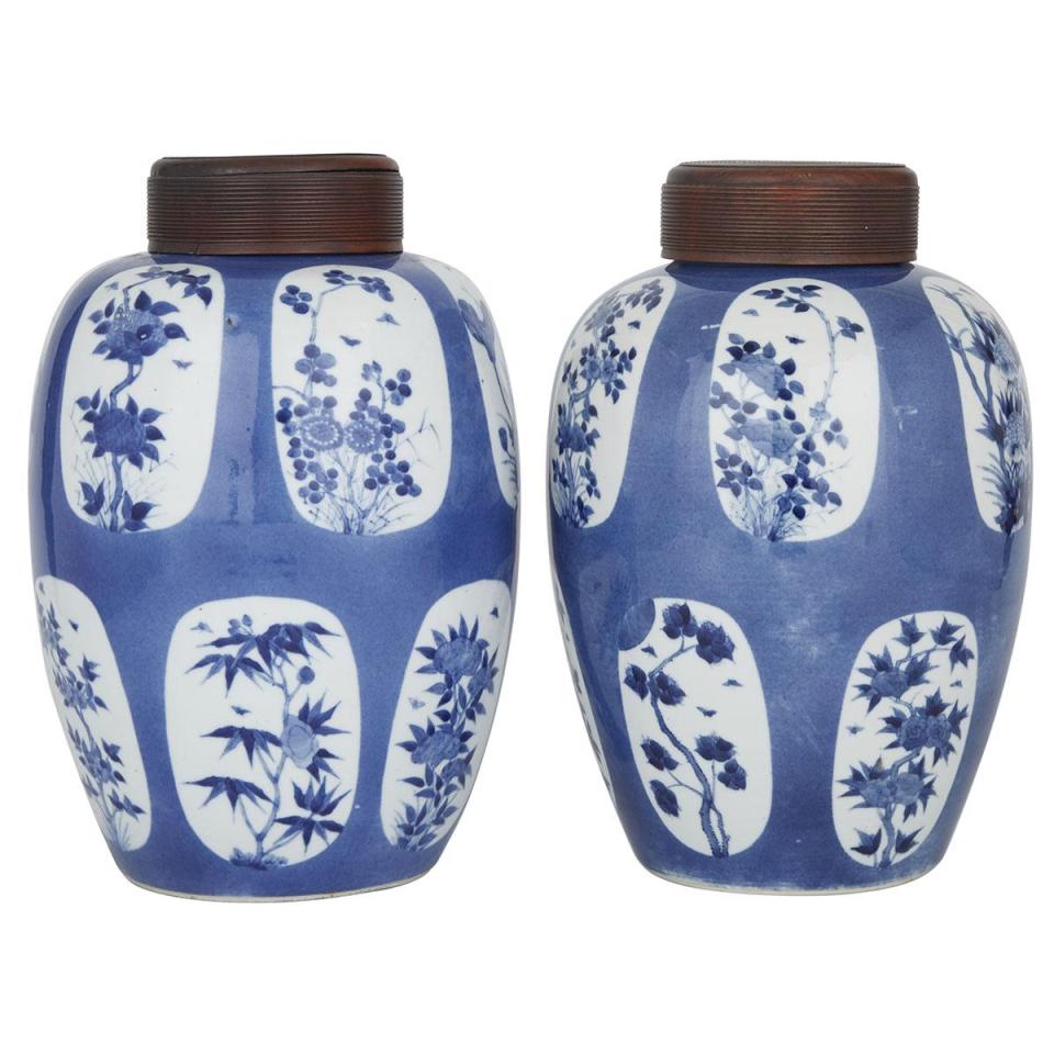 A Rare Pair of Blue and White ‘Twelve Months’ Ginger Jars with Covers, Qing Dynasty, 19th Century