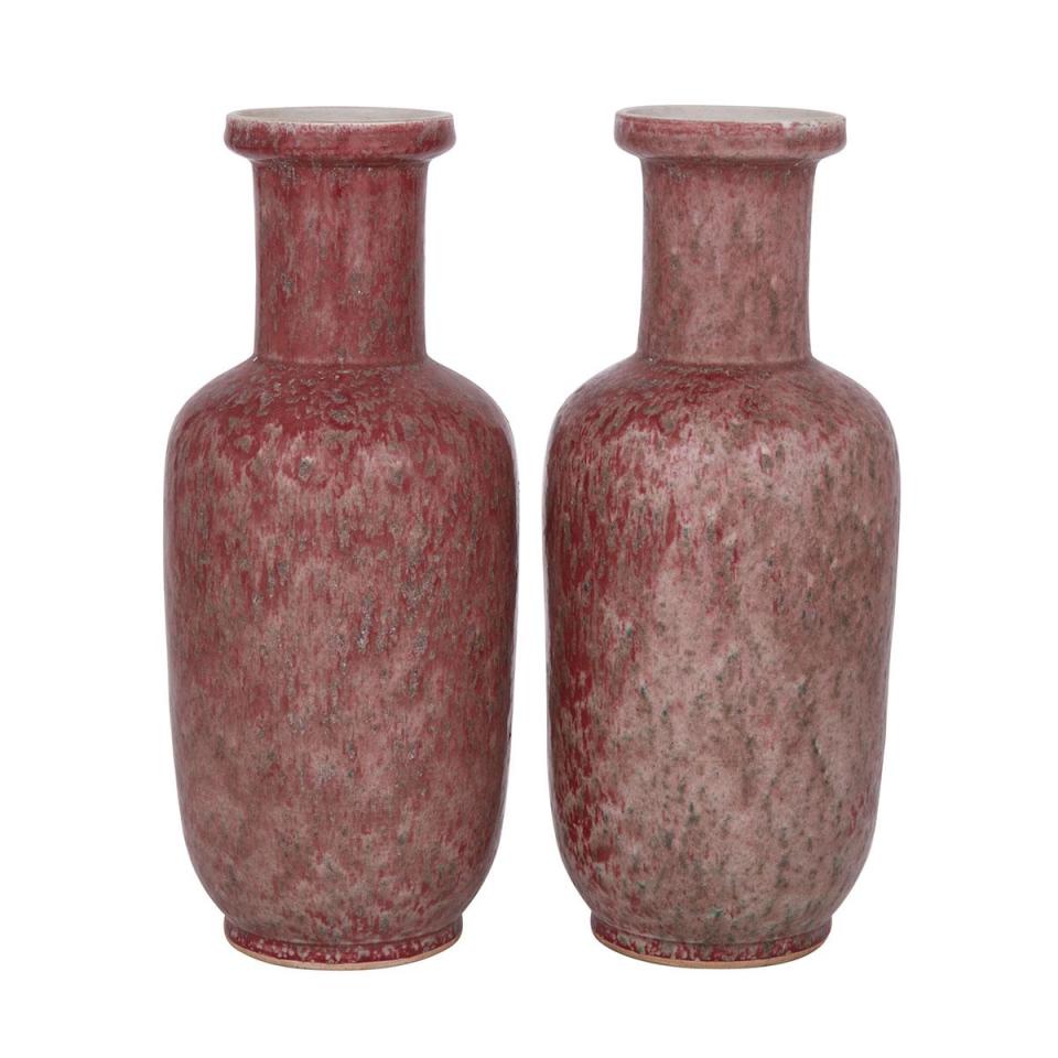 A Pair of Copper Red Baluster Vases