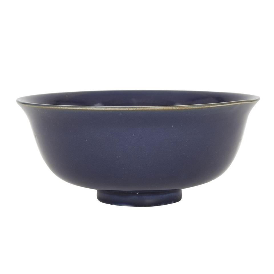 A Large Chinese Export Blue Glazed Bowl, 19th Century or Earlier