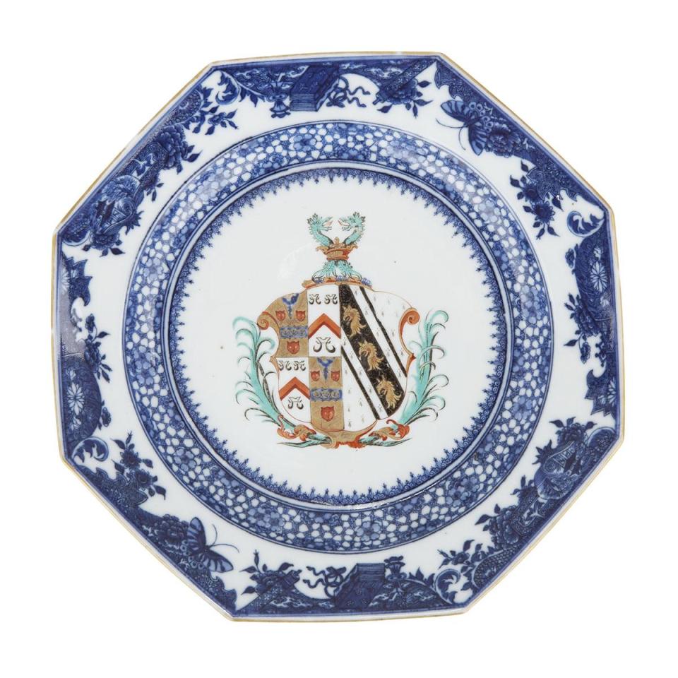 A Chinese Export Armorial Plate, Sainthill of Devon, Qianlong Period, Circa 1770