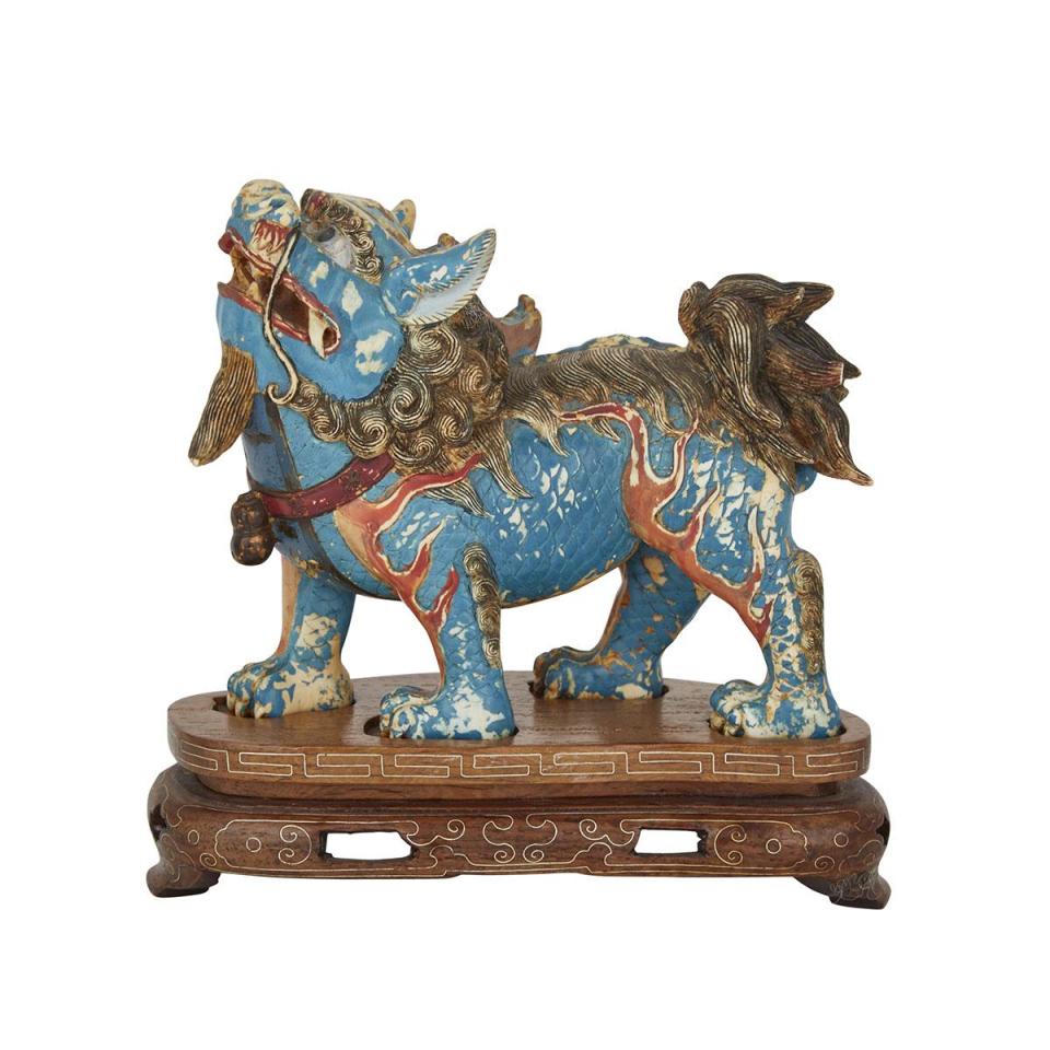 A Carved Polychromed Ivory Qilin, 19th Century