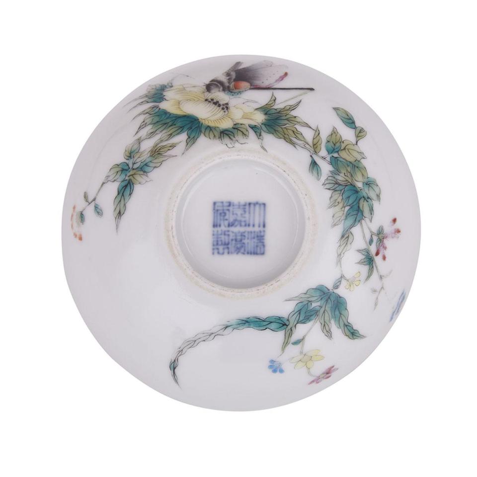 A Famille Rose Floral Bowl, Jiaqing Mark