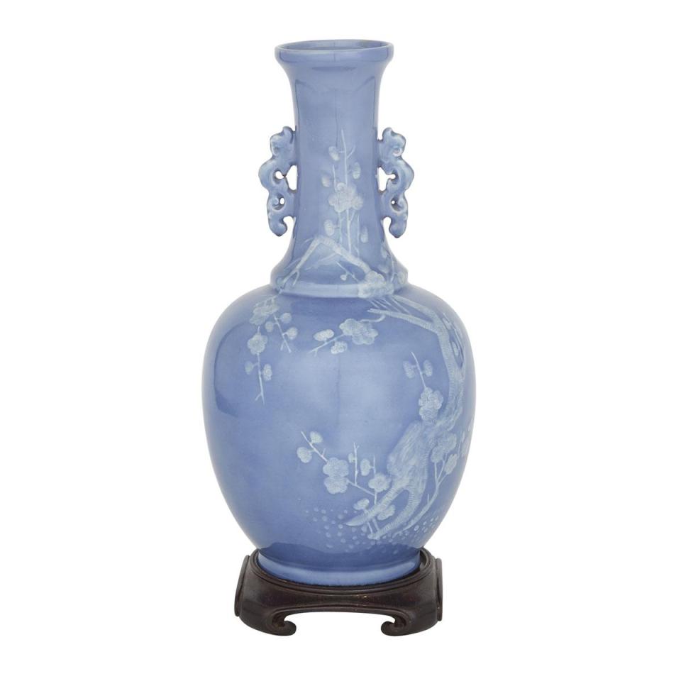 A Rare Slip-Decorated Clair de Lune Vase, 19th Century