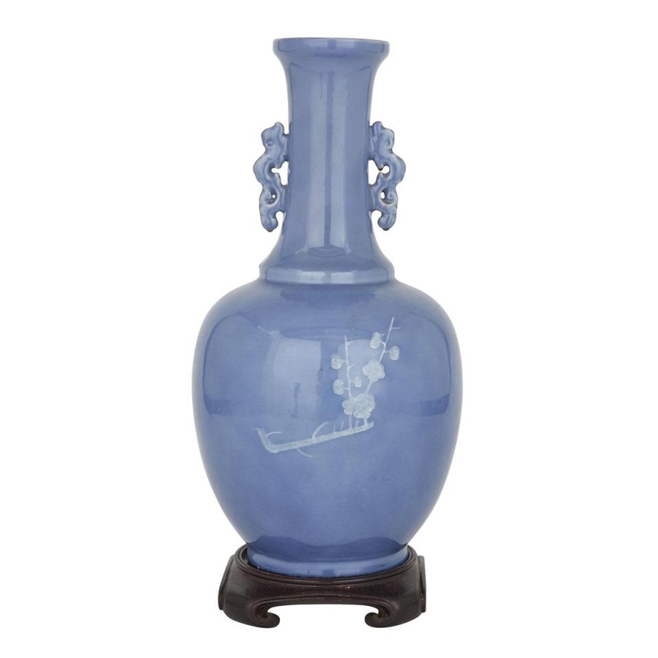 A Rare Slip-Decorated Clair de Lune Vase, 19th Century