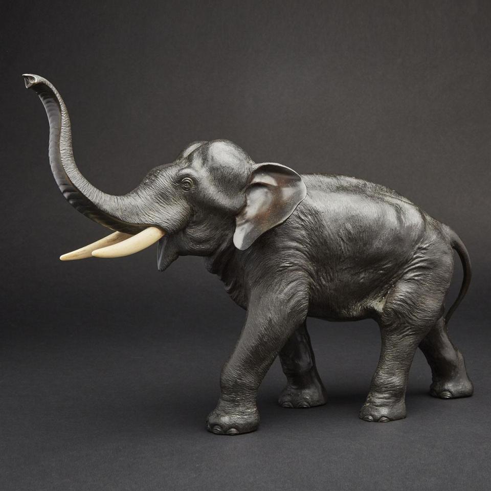 A Fine Bronze Model of an Elephant, Seikoku Saku, Meiji Period