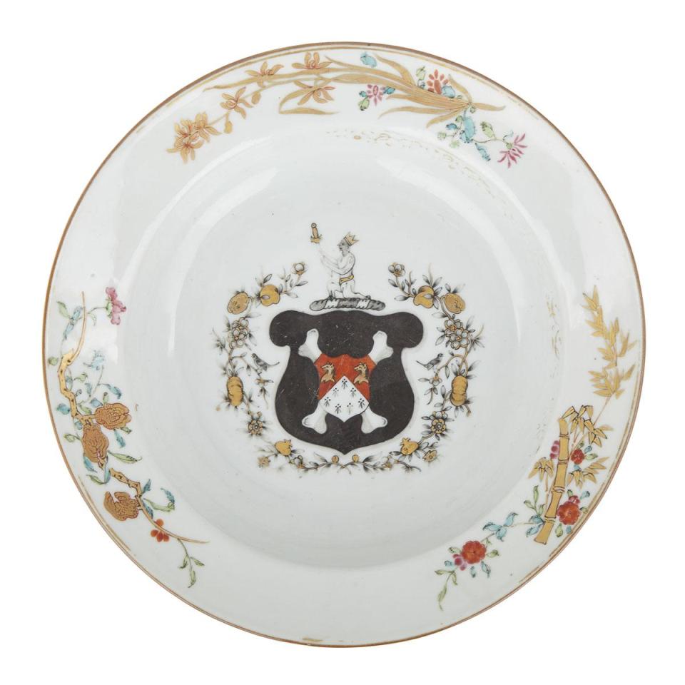 A Chinese Export Armorial Plate, Newton, Qianlong Period, Circa 1745