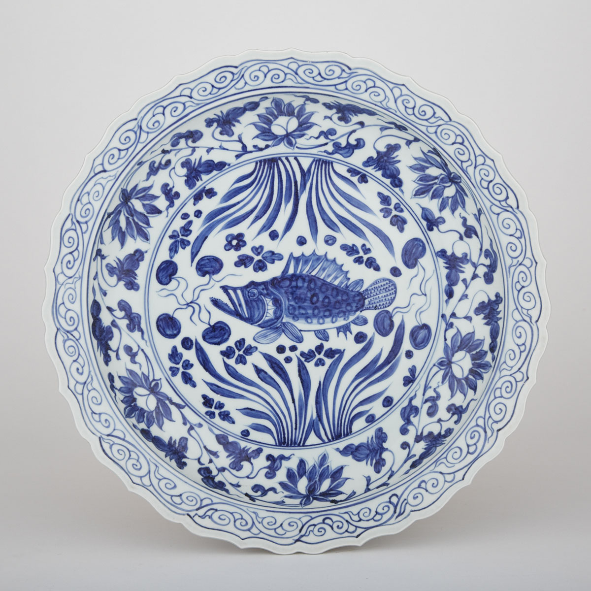 A Massive Blue and White Fish Charger