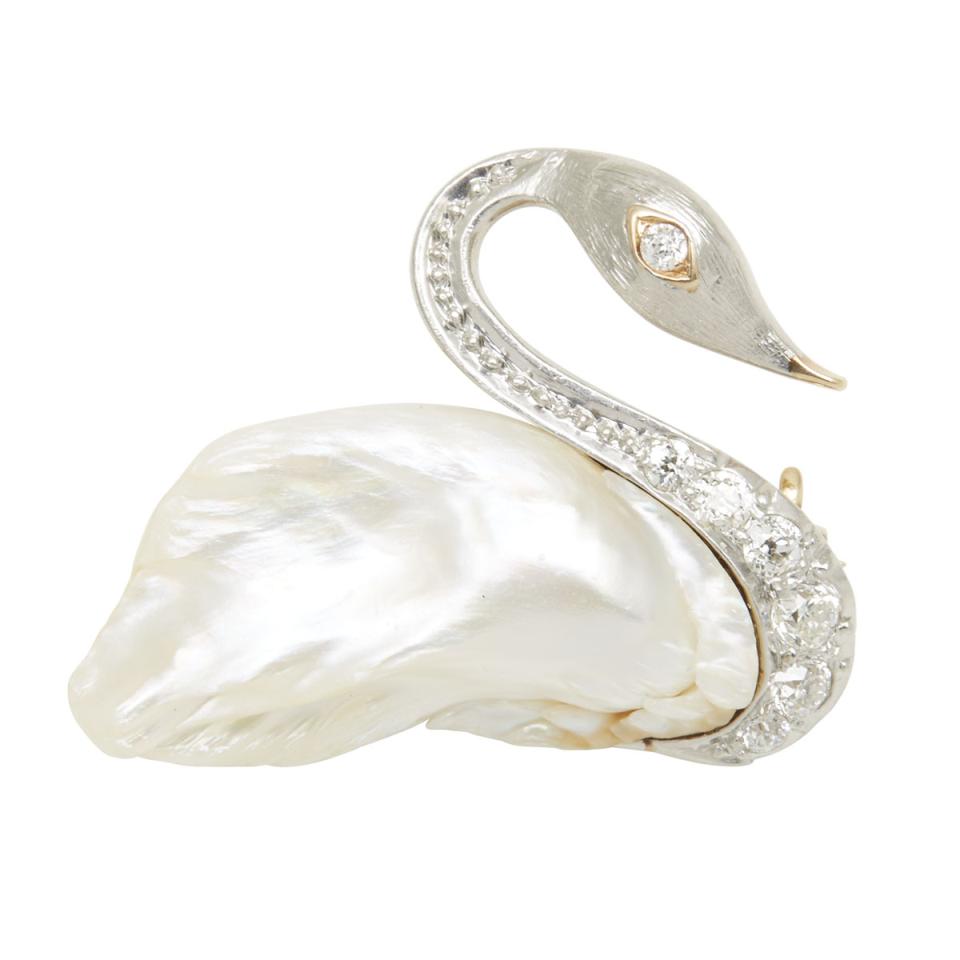 14k Yellow Gold And Platinum Brooch