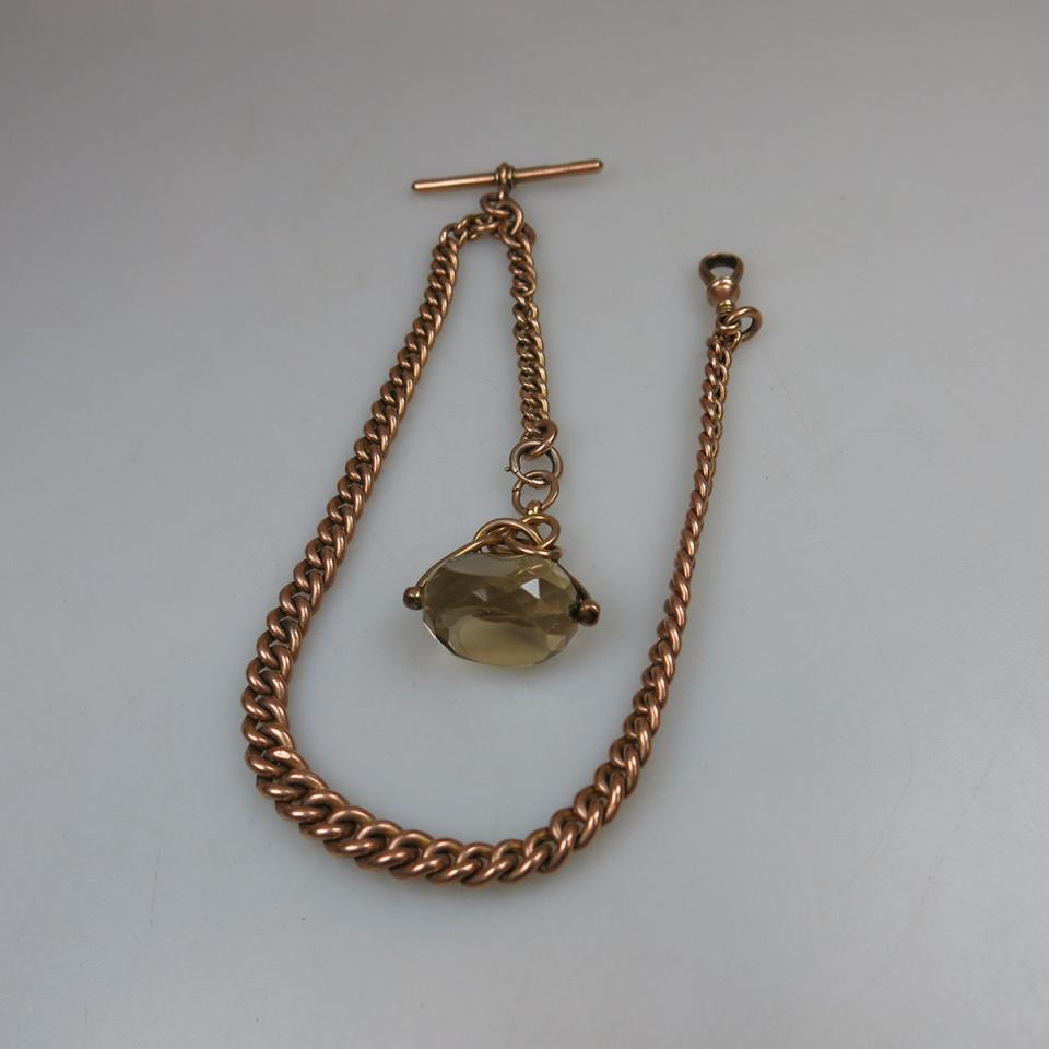 English 9k Rose Gold Graduated Curb Link Watch Chain