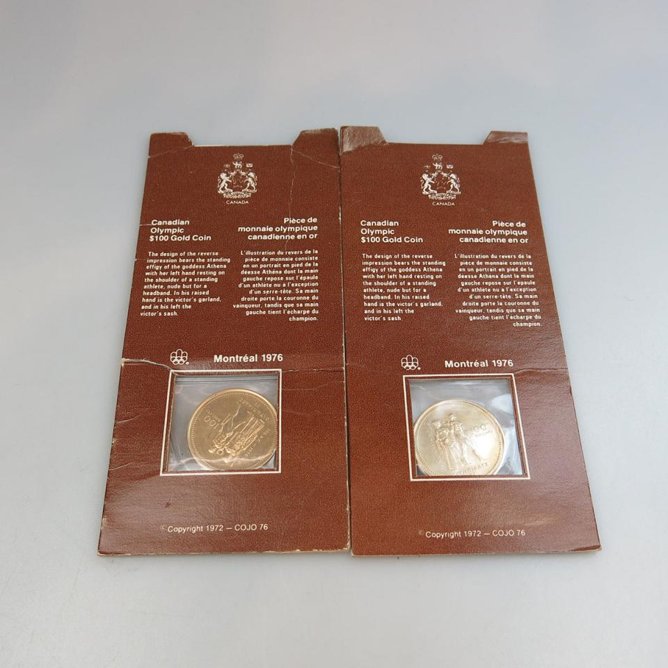 Two Canadian 1976 $100 Gold Coins