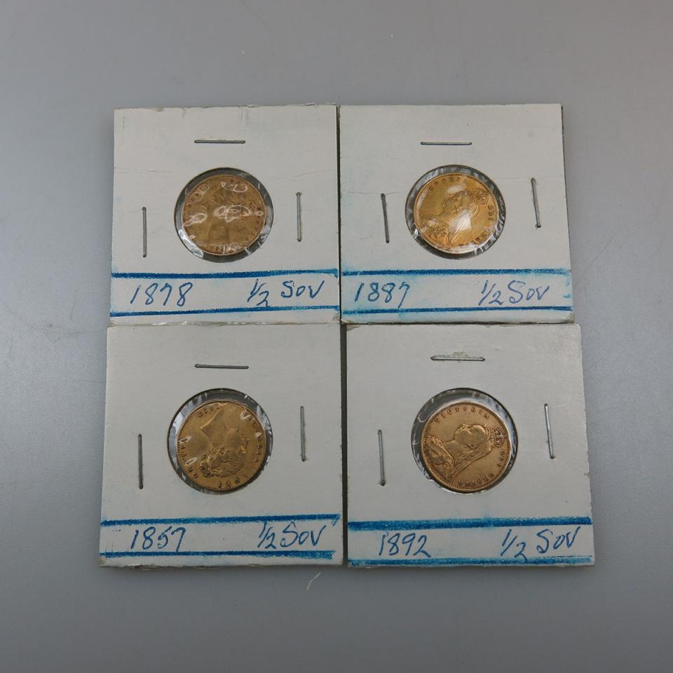 Four British 19th Century Gold Half Sovereigns