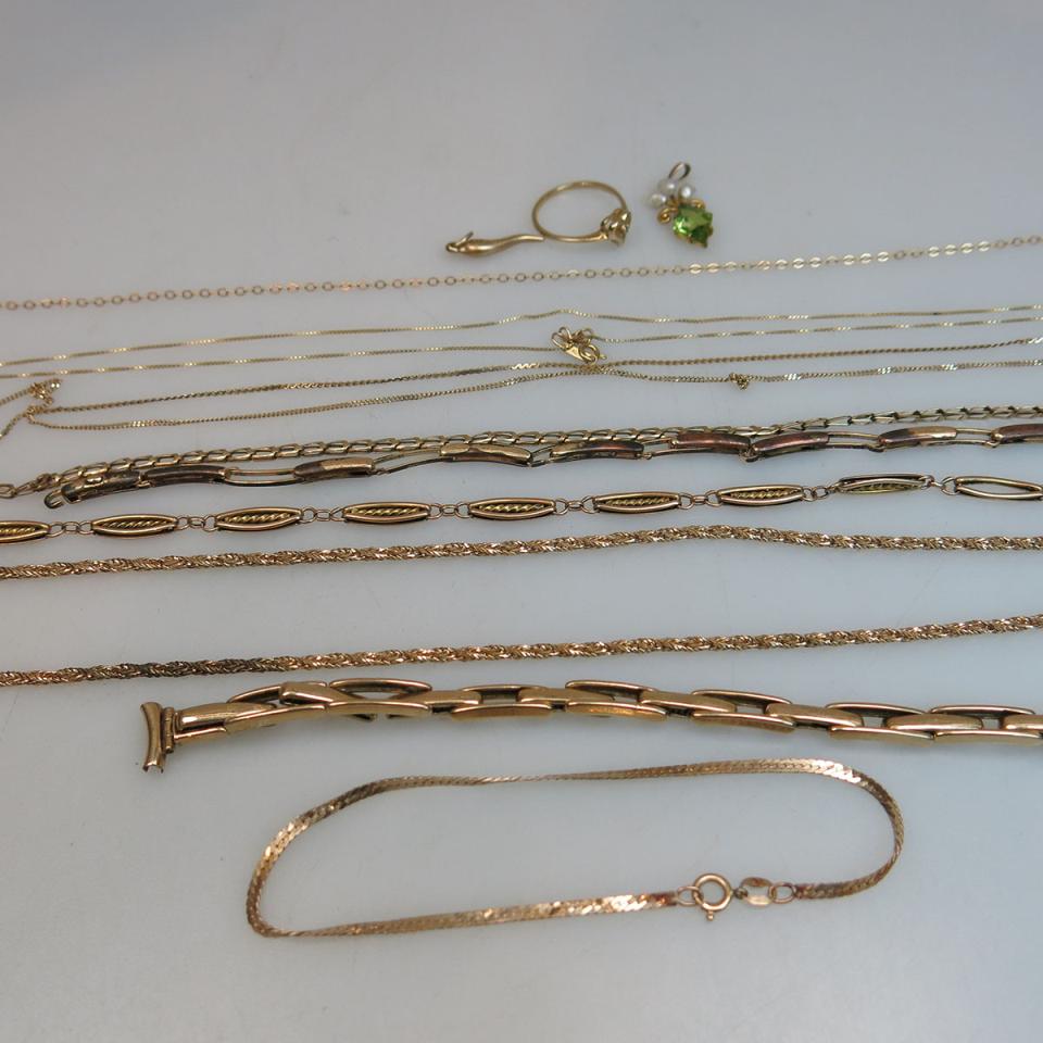 Small Quantity Of Gold Chains, Watch Straps, Etc