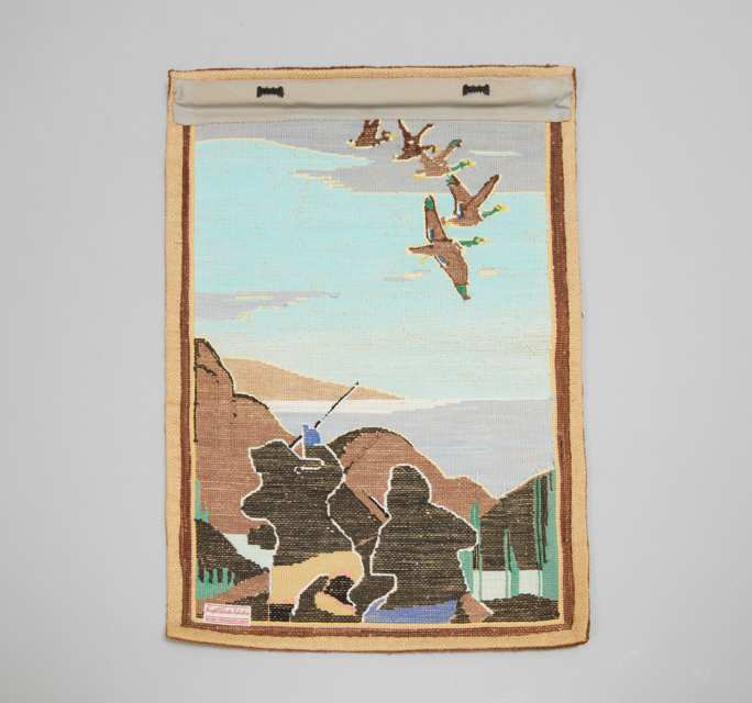Grenfell Labrador Industries 'Duck Hunting' Hooked Mat, c.1930