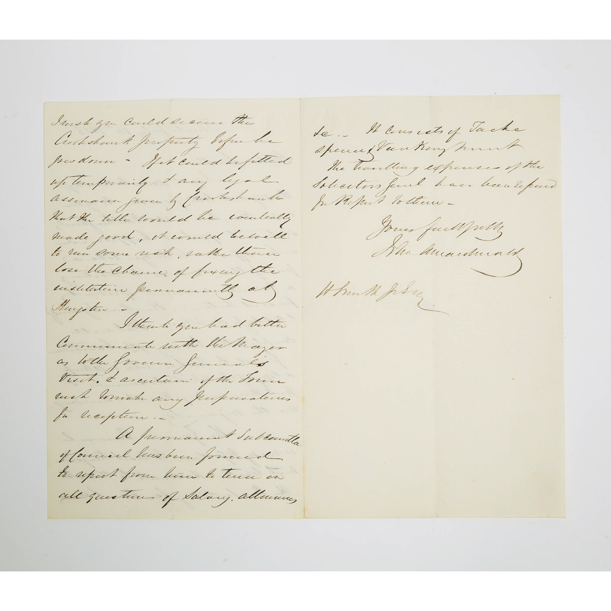 Sir John A. Macdonald (1815-1891) Autographed Letter Signed, To Sir Henry Smith, Toronto, July 14th, 1856