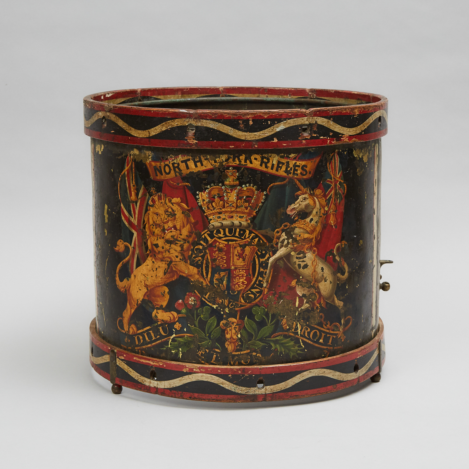 North York Rifles Painted Drum, 19th century