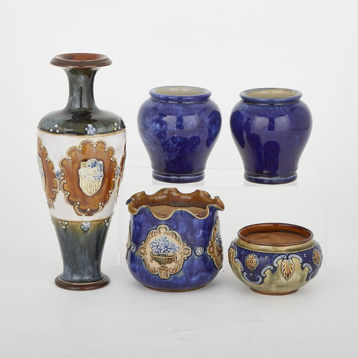 Five Royal Doulton Stoneware Vases, early 20th century