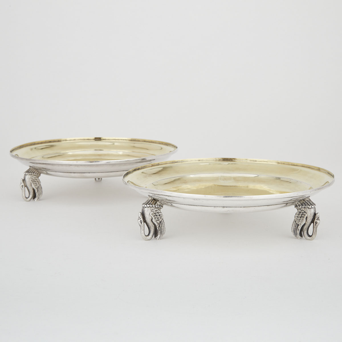 Pair of Continental Silver Parcel-Gilt Circular Dishes, probably German, late 19th century