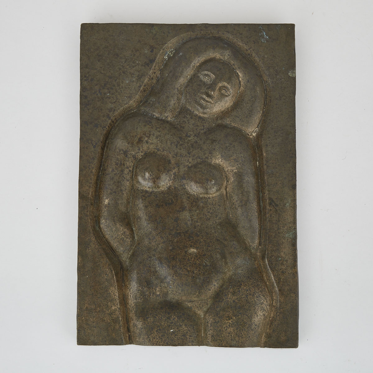 Canadian School Bonze Relief Plaque, 3/4 Length Nude, mid 20th century