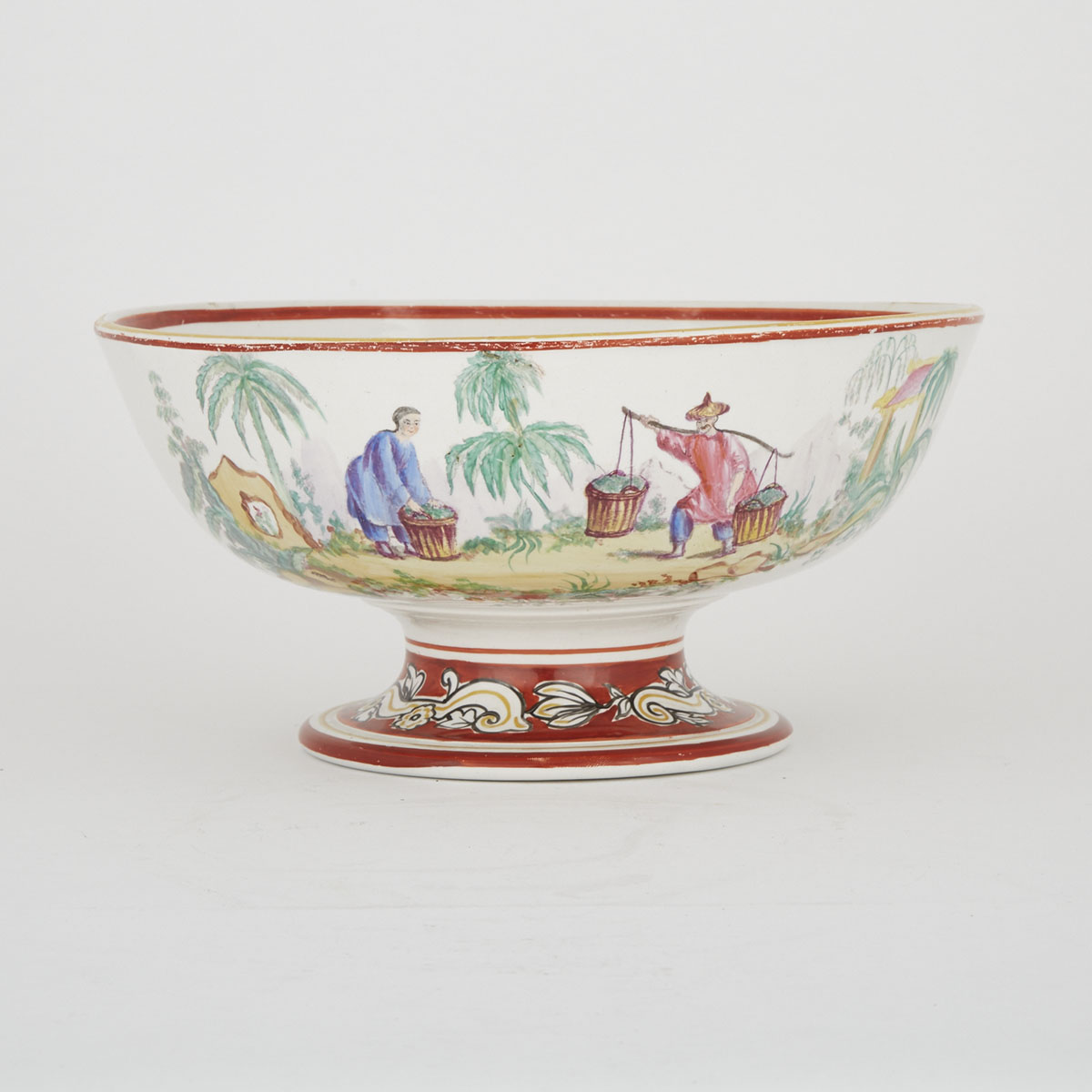 English Chinoiserie Decorated Ironstone Footed Bowl, mid-19th century