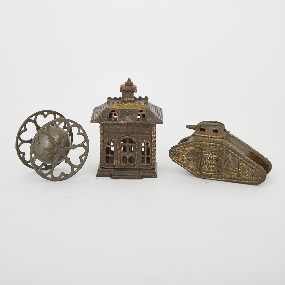 Three American Painted Cast Iron Toys, 19th/early 20th centuries