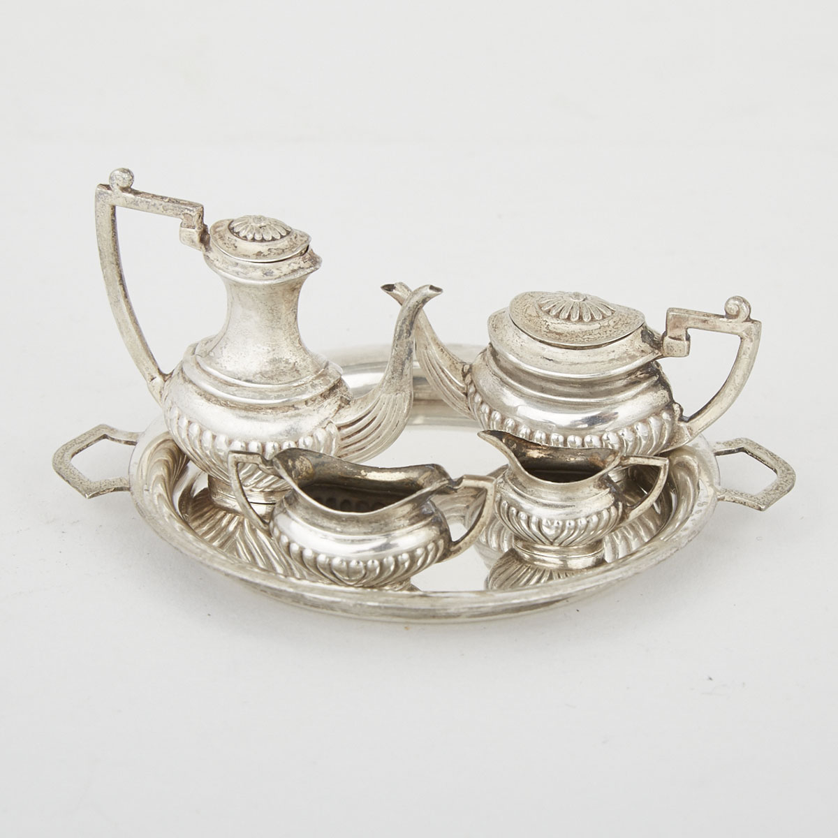 English Silver Miniature Tea and Coffee Service, Barker Bros. Ltd., Birmingham, 1947