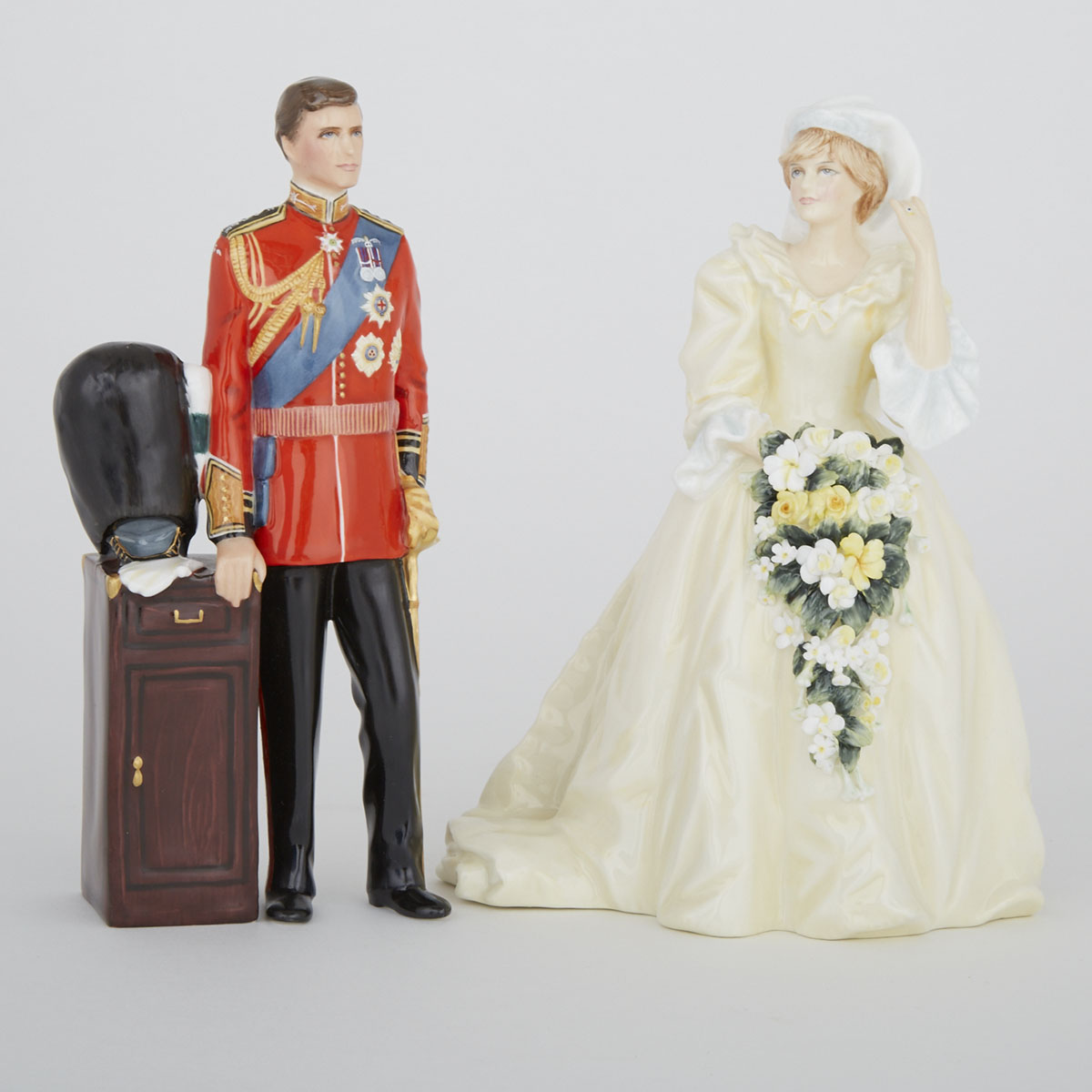 Two Royal Doulton Portrait Figures of H.R.H. The Prince and Princess of Wales, c.1981