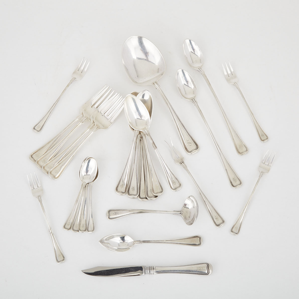 American Silver ‘Old French’ Pattern Flatware, Gorham Mfg. Co., Providence, R.I., early 20th century