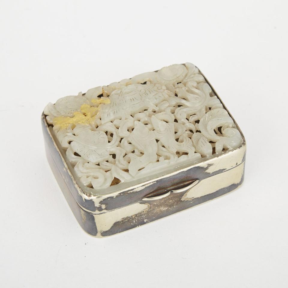 A Paktong Jade Inlaid Box, Early 20th Century