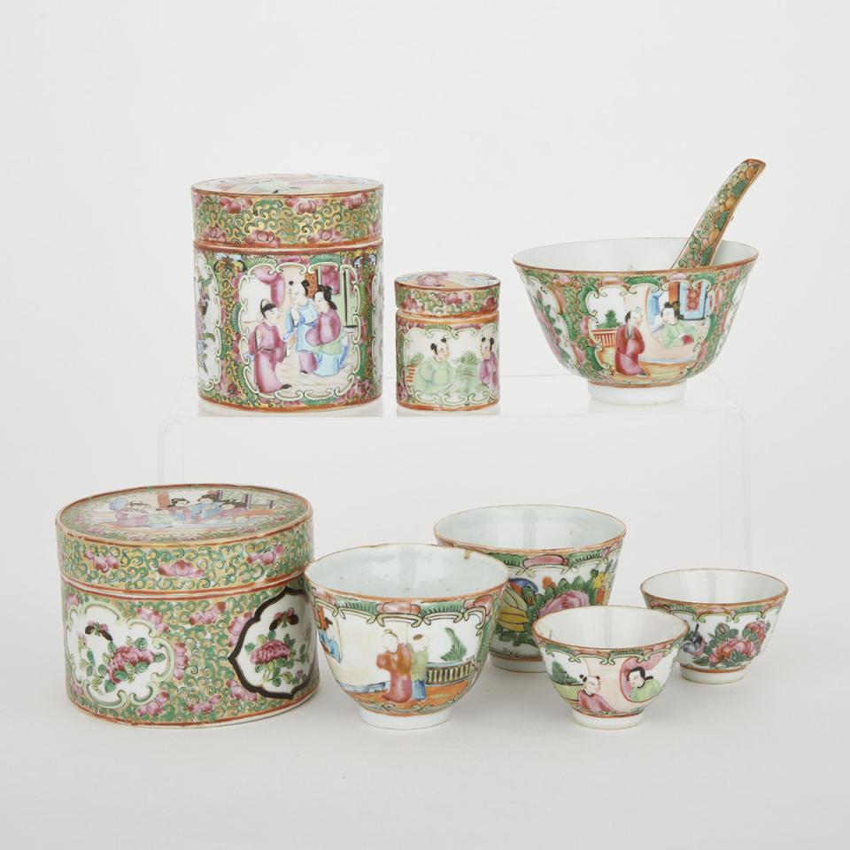 A Group of Nine Rose Medallion Wares, 19th/20th Century