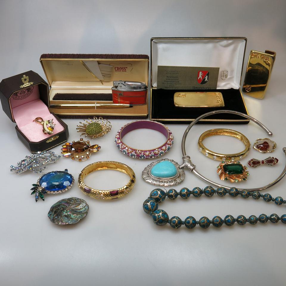 Small Quantity Of Costume Jewellery, Hardstone Beads, Lighters, Etc.