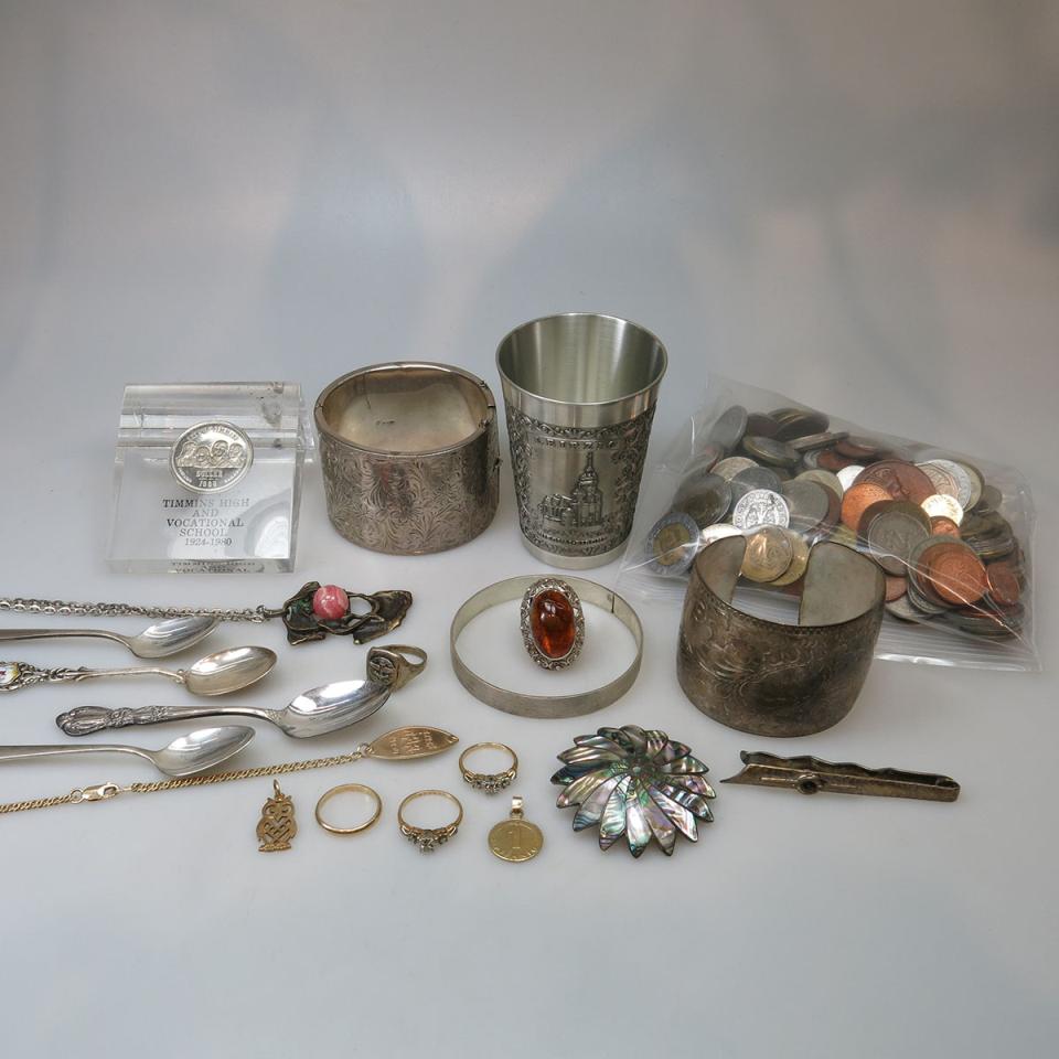 Small Quantity Of Jewellery, Coins And Flatware