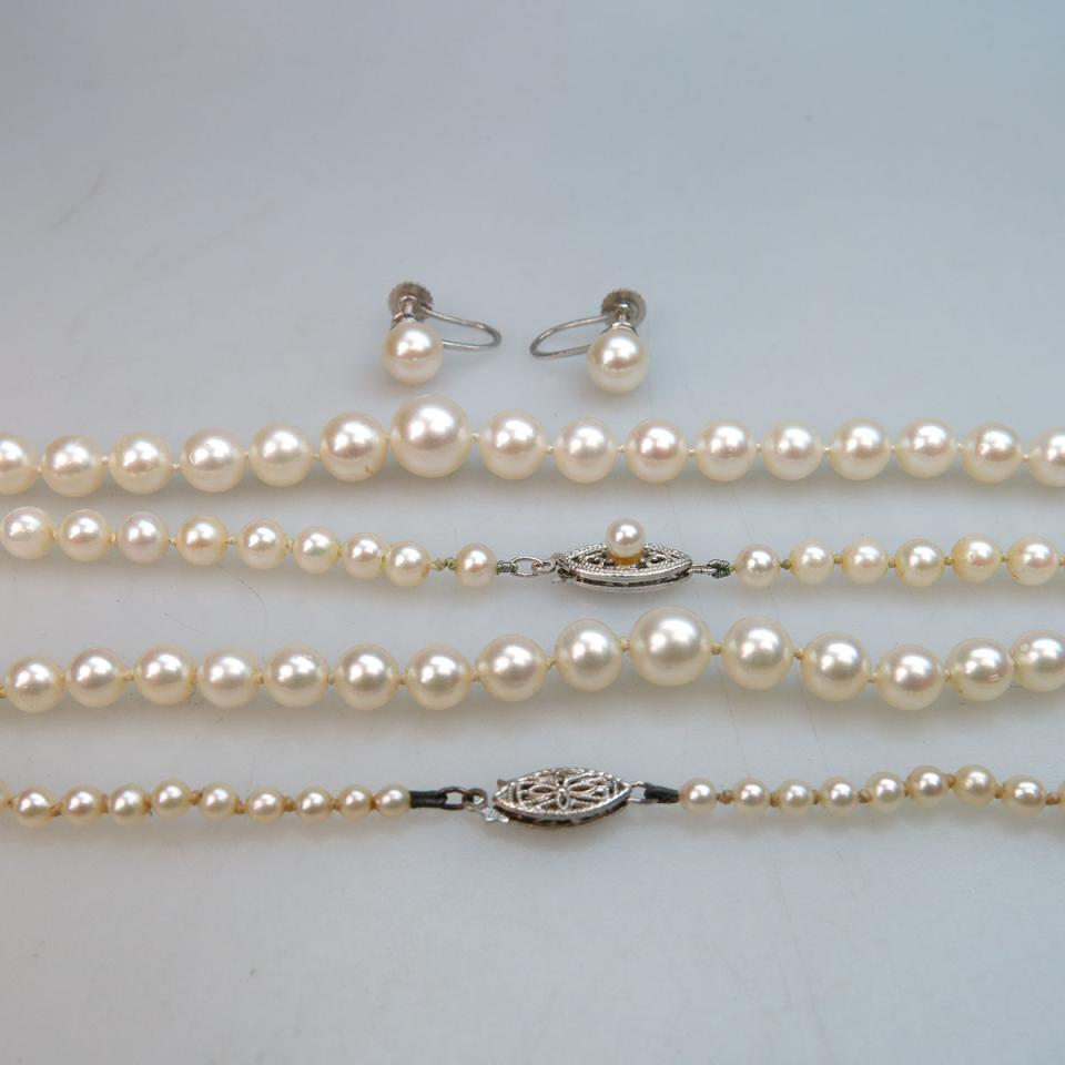 Two Graduated Single Strand Cultured Pearl Necklaces