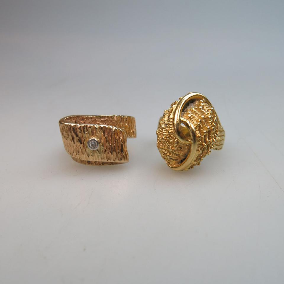 18k Yellow Gold Ring And A 14k Yellow Gold Ring