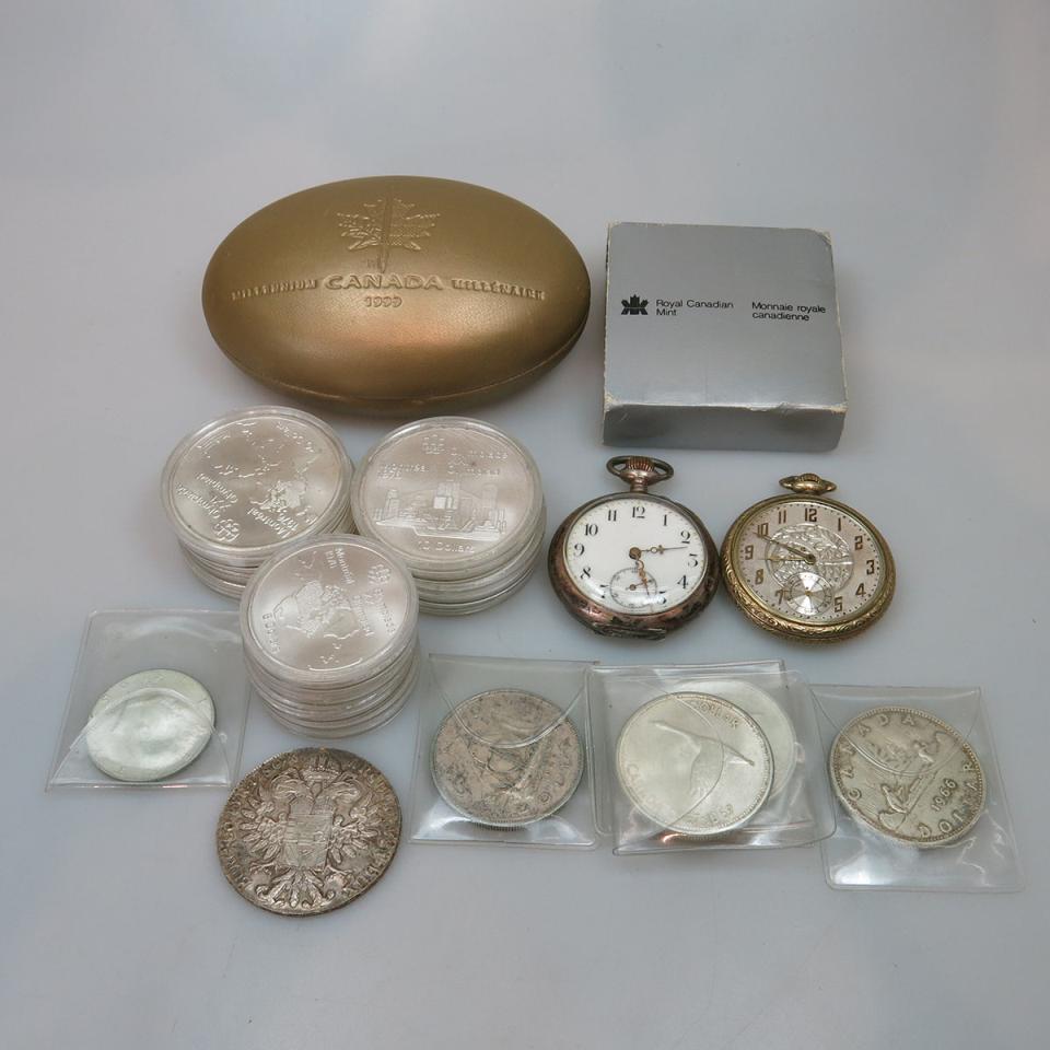 Small Quantity Of Coins And Pocket Watches 