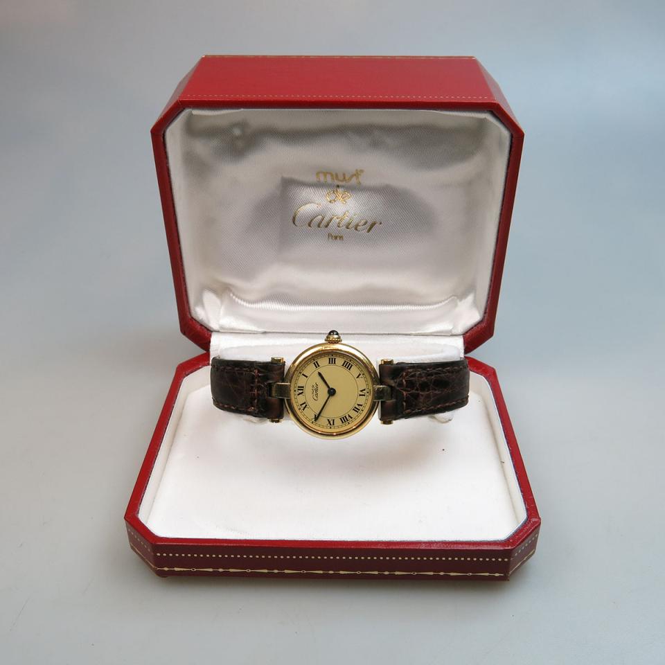 Lady’s Must De Cartier Vermeil Wristwatch; circa 1990’s