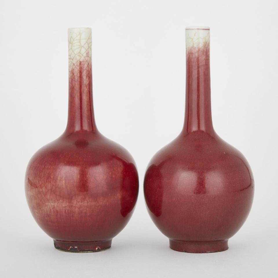 A Pair of Copper Red Flambé Vases, 19th Century