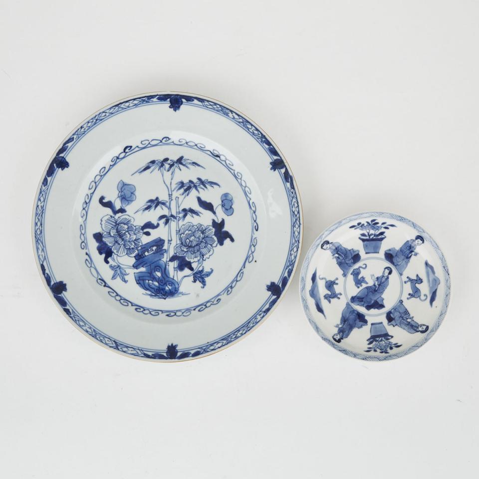 Two Blue and White Chinese Export Plates, 18th Century and Later
